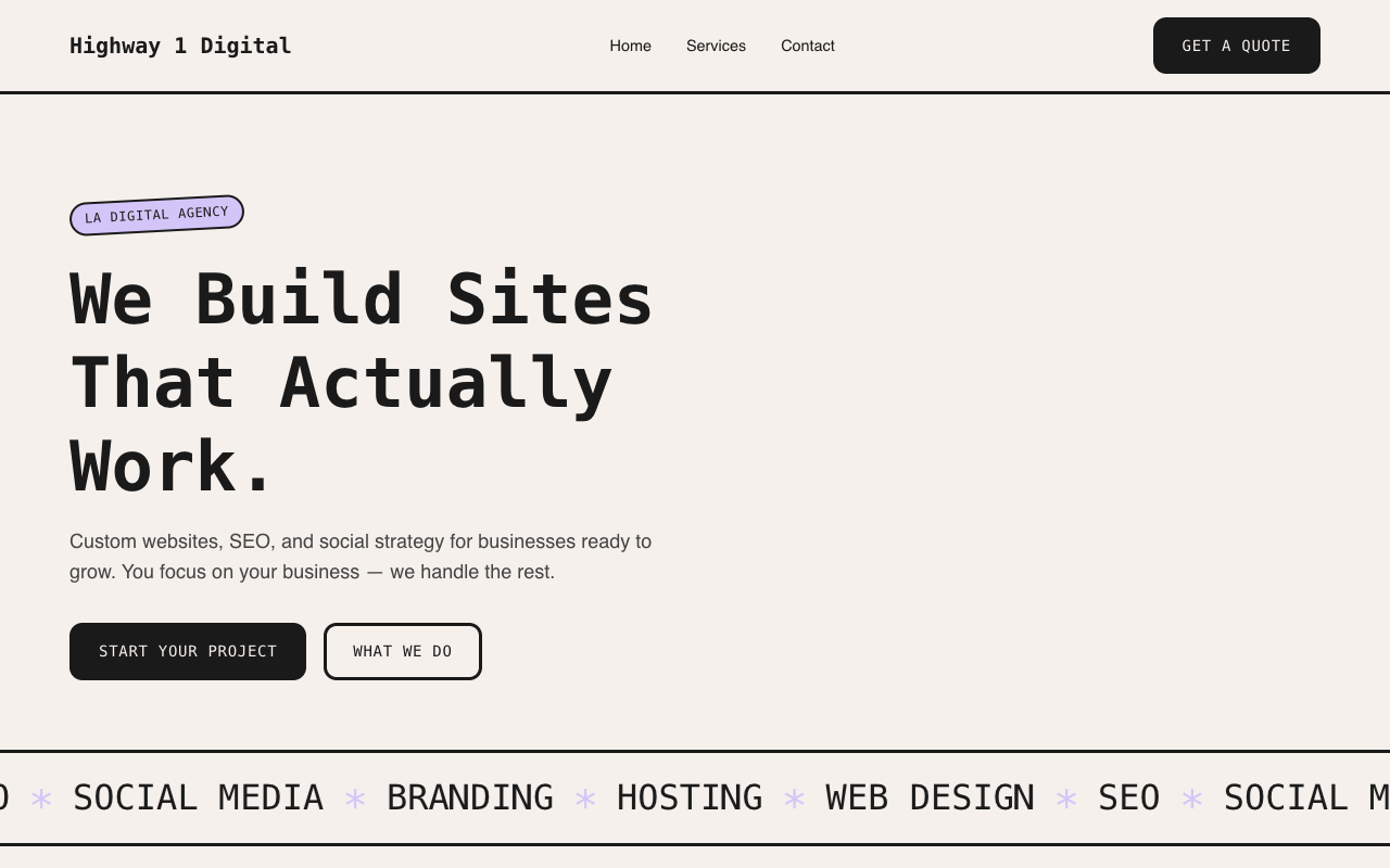 V23 Brutalism homepage screenshot