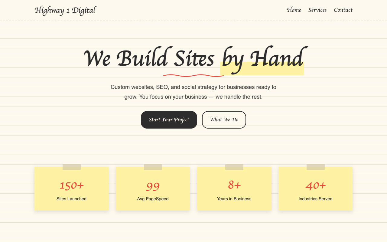 V24 Handcrafted homepage screenshot