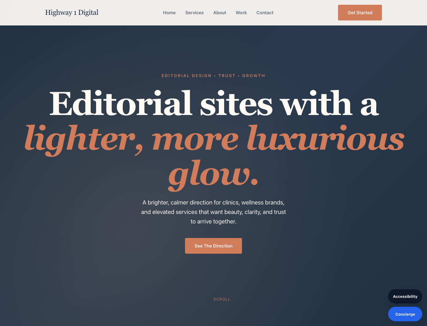 V34 Luminous Editorial homepage screenshot
