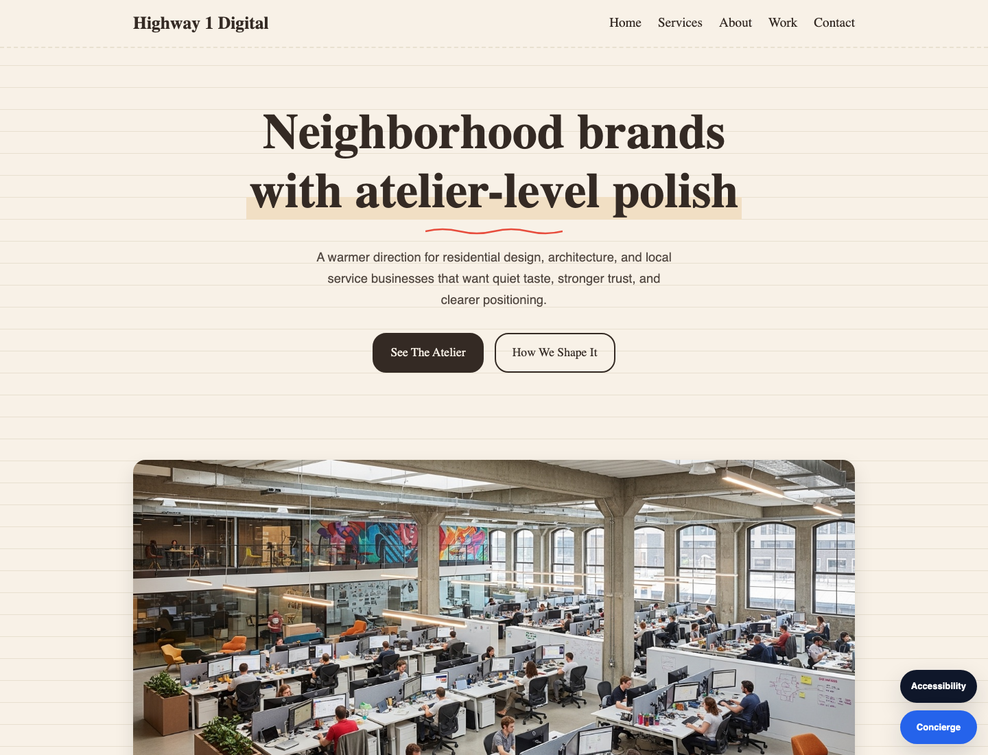 V35 Neighborhood Atelier homepage screenshot