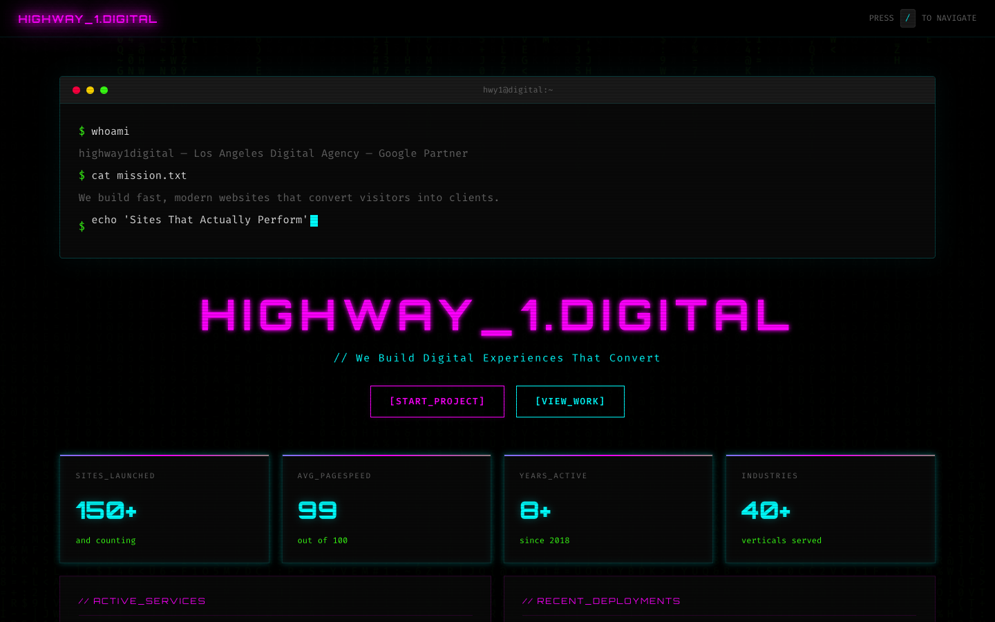 V9 Neon Cyberpunk homepage screenshot